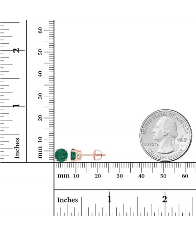 Solid 14K Gold 6mm Round Hypoallergenic Genuine Birthstone Solitaire Screwback Stud Earrings Emerald Created Rose Gold $75.85...