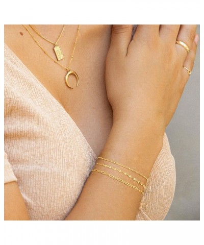 Gold Bracelets for Women, 14K Dainty Gold Plated Stackable Bracelets for Women Trendy Gold Bracelet Stack Set Waterproof Chai...