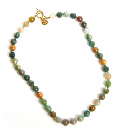 Hollis Collar Necklace with Agate Stones & Glass Seed Beads Basil Multi $19.35 Necklaces