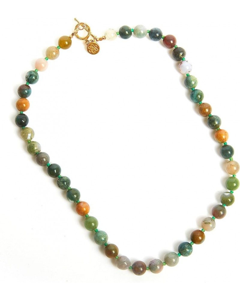 Hollis Collar Necklace with Agate Stones & Glass Seed Beads Basil Multi $19.35 Necklaces