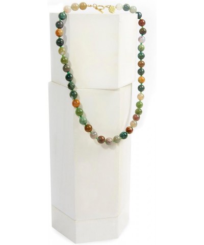 Hollis Collar Necklace with Agate Stones & Glass Seed Beads Basil Multi $19.35 Necklaces