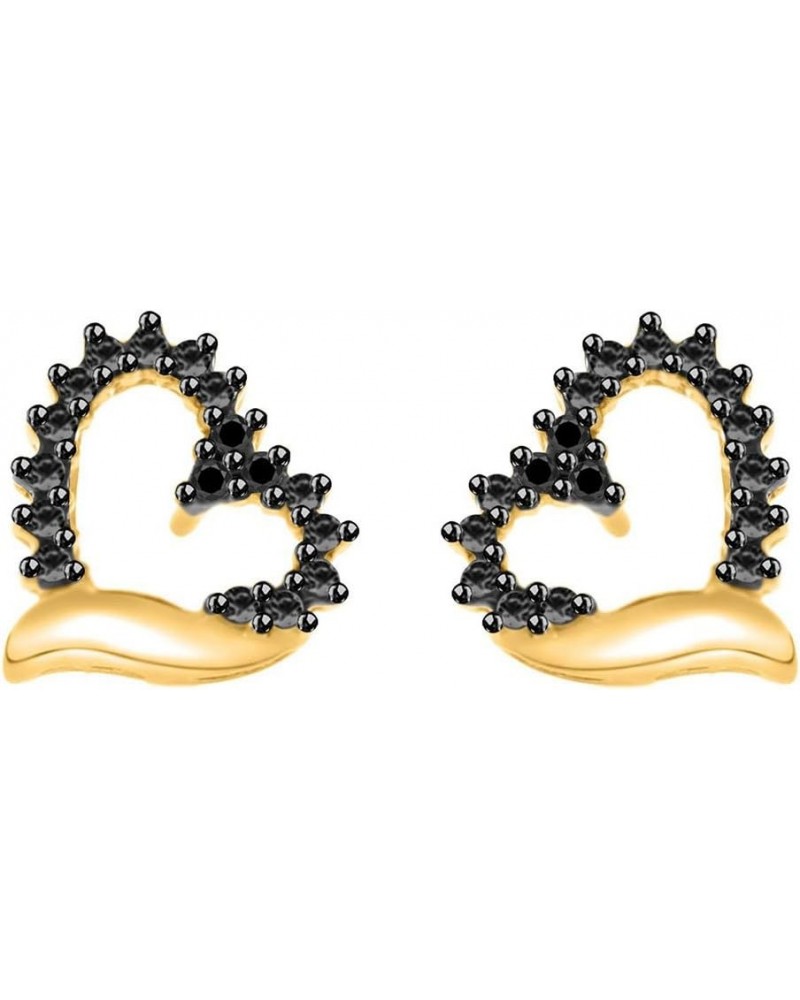 Black Natural Diamond Stud Earrings In 14K Gold Over Sterling (1/20 Ct) yellow-gold-plated-silver $41.03 Earrings