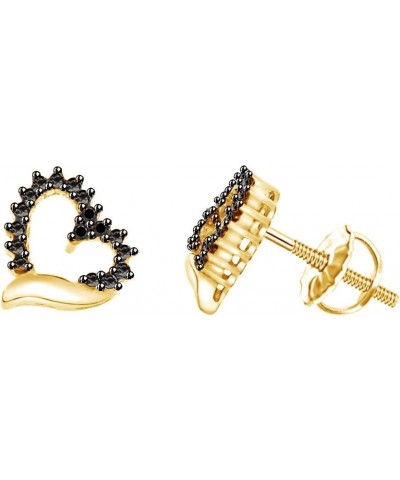 Black Natural Diamond Stud Earrings In 14K Gold Over Sterling (1/20 Ct) yellow-gold-plated-silver $41.03 Earrings