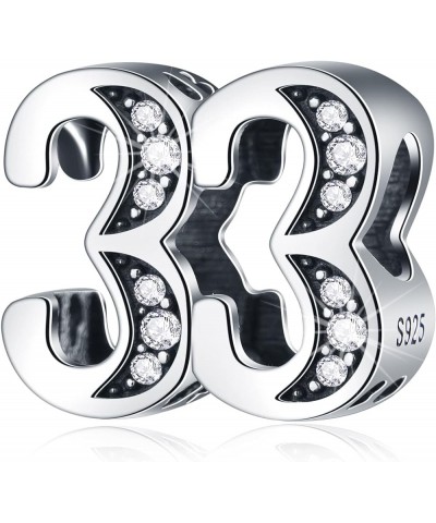 5,10 to 50 52 55 56 60 65 70 75 80 Birthday Charms fits European Anniversary Bracelets, 925 Sterling Silver Number Charms wit...