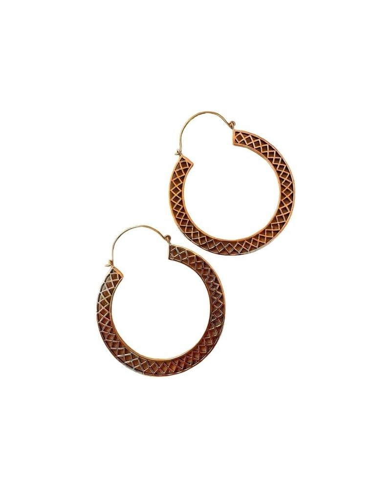 Boho Ethiopian Solid Designed Handmade Large Rthnic Brass Hoop Earring Pair Set For Women And Girls Jewelry Gift $5.72 Earrings