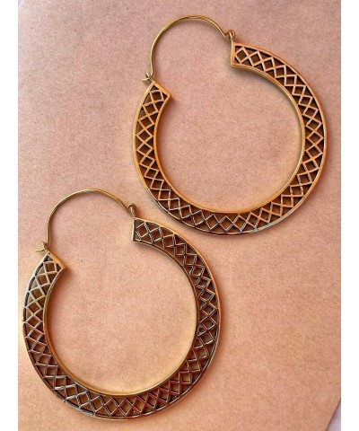 Boho Ethiopian Solid Designed Handmade Large Rthnic Brass Hoop Earring Pair Set For Women And Girls Jewelry Gift $5.72 Earrings