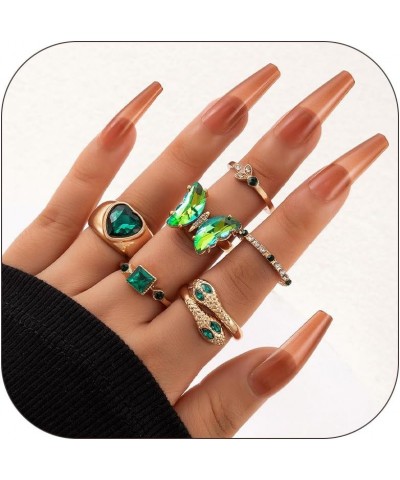 9-15PCS Knuckle Stacking Rings Set for Teen Girls Gifts Crystal Rhinestone Finger Statement Ring Sets Vintage Snake Knot Mid ...