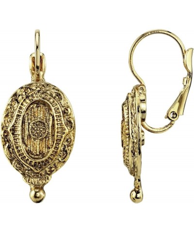 1928 Jewelry Baroque Insignia Oval Drop Earrings Gold $16.17 Earrings