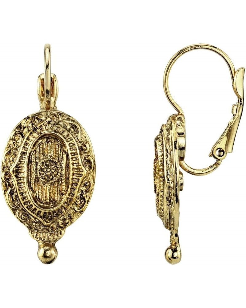 1928 Jewelry Baroque Insignia Oval Drop Earrings Gold $16.17 Earrings