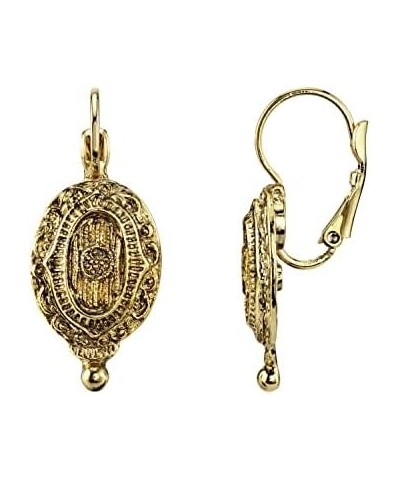 1928 Jewelry Baroque Insignia Oval Drop Earrings Gold $16.17 Earrings