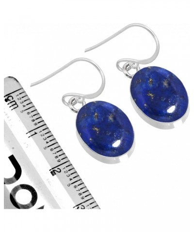 925 Sterling Silver Handmade Dangle Earring for Women Oval Gemstone Boho Silver Jewelry for Gift (98527_E) Lapis $20.58 Earrings