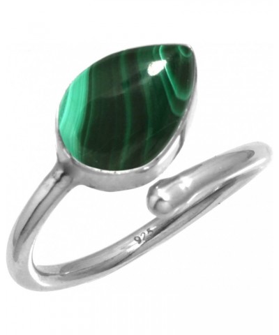 925 Sterling Silver Toe Ring for Women Green Natural Malachite Gemstone Solitaire Adjustable Toe Ring Easter Gift Costume Fee...