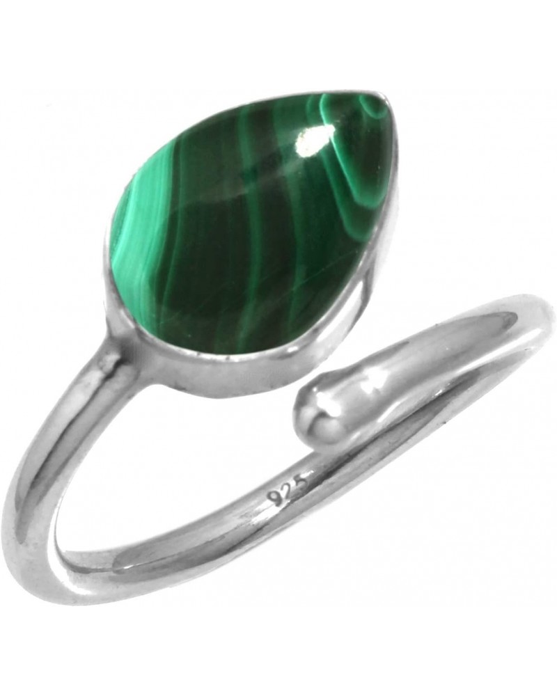 925 Sterling Silver Toe Ring for Women Green Natural Malachite Gemstone Solitaire Adjustable Toe Ring Easter Gift Costume Fee...