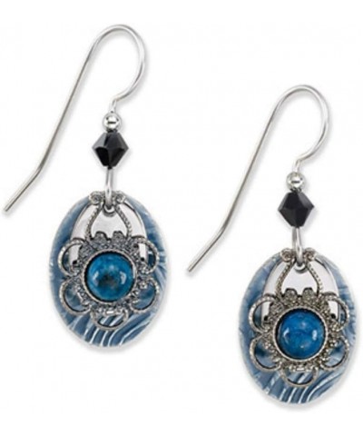 Blue Silver-tone Filigree Hammered Tear Drop Lapis Earrings Flower Crystal Gold-tone Surgical Steel $14.35 Earrings