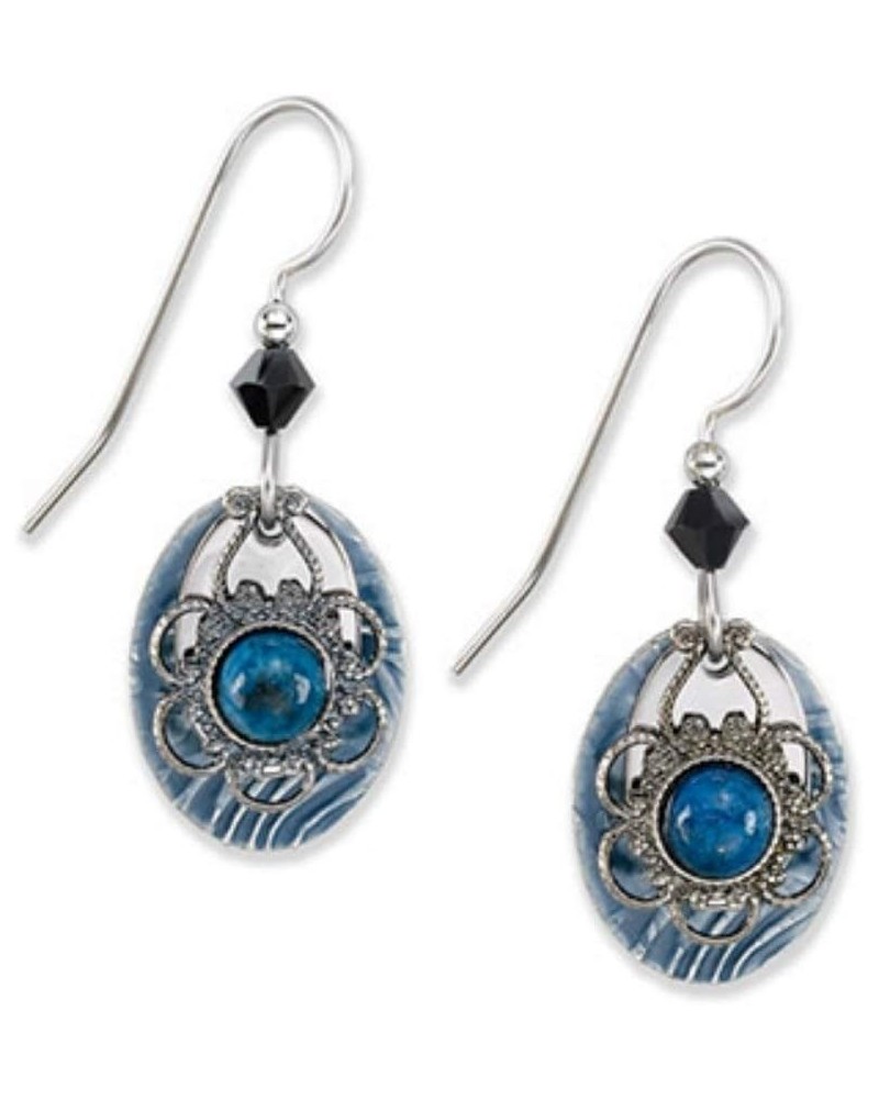 Blue Silver-tone Filigree Hammered Tear Drop Lapis Earrings Flower Crystal Gold-tone Surgical Steel $14.35 Earrings