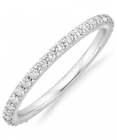 14K Gold Plated Cubic Zirconia Diamond Stackable Eternity Bands for Women 8 White Gold $12.48 Rings