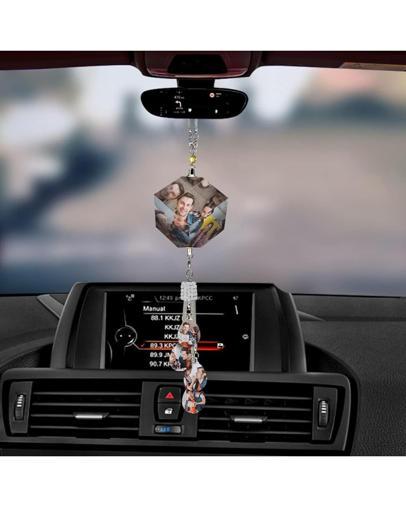 Crystal Photo Pendant, Rear View Mirror Accessories Pendant, Custom Photo Hanging Ornament, car Accessories for Women Cube $1...