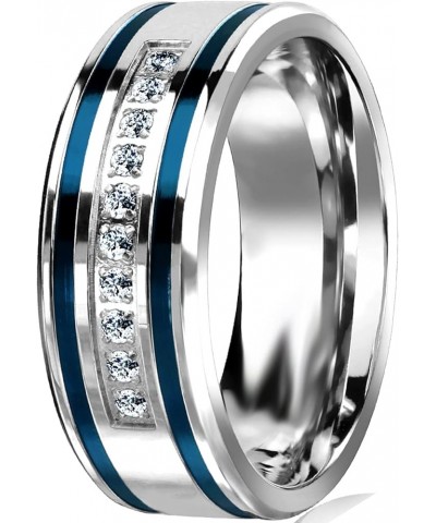 His and Hers 3 Piece Trio Sterling Silver Blue Wedding Band Engagement Ring Set Her 5 - His 13 $26.65 Sets