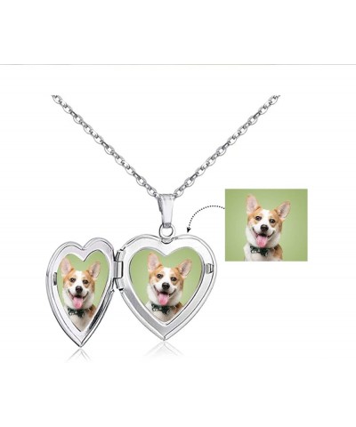 20 inch Love Open Heart Photo Locket Necklace with Picture inside-Stainless Steel for Women Silver $7.55 Necklaces