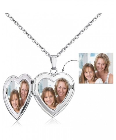 20 inch Love Open Heart Photo Locket Necklace with Picture inside-Stainless Steel for Women Silver $7.55 Necklaces