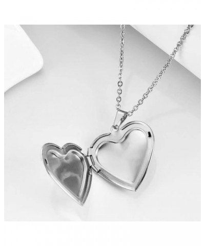 20 inch Love Open Heart Photo Locket Necklace with Picture inside-Stainless Steel for Women Silver $7.55 Necklaces