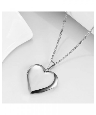 20 inch Love Open Heart Photo Locket Necklace with Picture inside-Stainless Steel for Women Silver $7.55 Necklaces