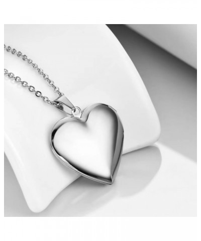 20 inch Love Open Heart Photo Locket Necklace with Picture inside-Stainless Steel for Women Silver $7.55 Necklaces