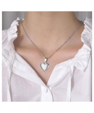 20 inch Love Open Heart Photo Locket Necklace with Picture inside-Stainless Steel for Women Silver $7.55 Necklaces