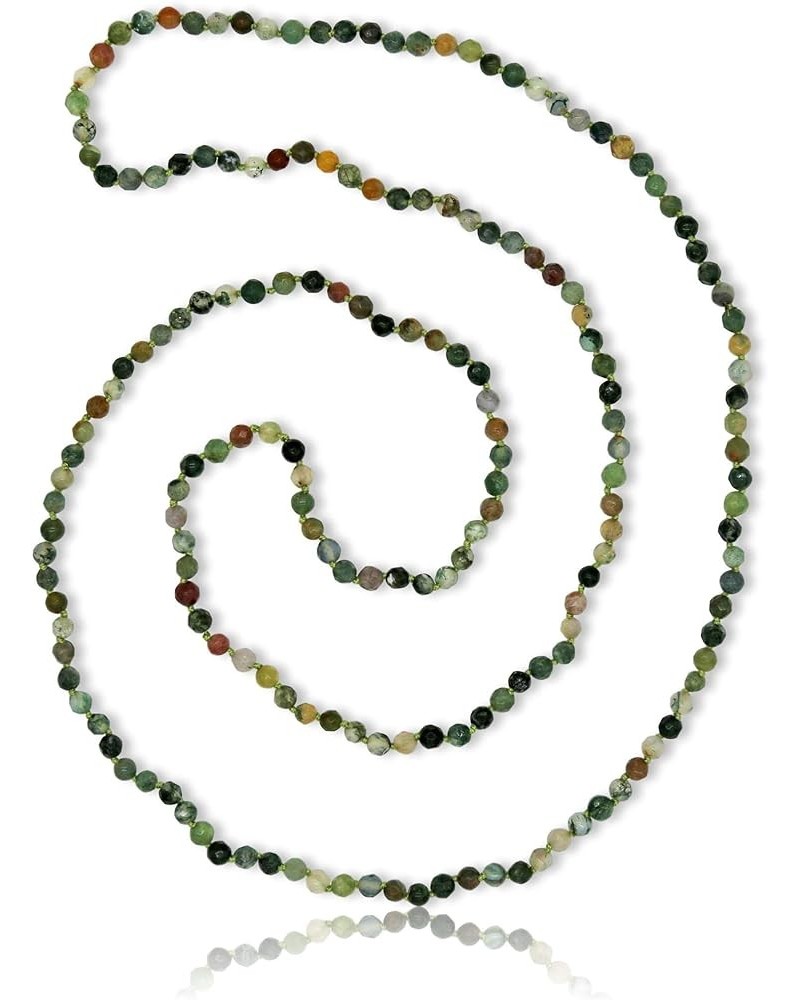 36 Inch Opera Length 3.5-5MM Micro-cut Petite Size Semi-precious Stone Dainty Light Weight Mala Chakra Infinity Slip-on Style...