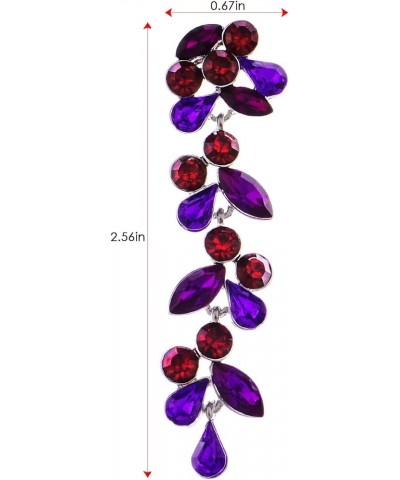 Bridal Crystal Flowers Leaves Dangle Earrings Red $9.02 Earrings