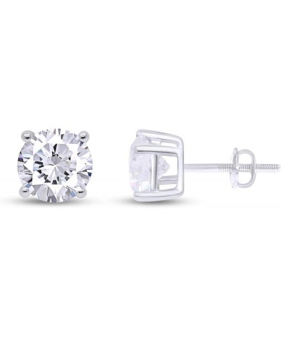 Round Natural Diamond Stud (IGI Certified 0.70 ct & up) Plus Quality Screw Back Earrings in 14k Solid Gold, 0.3 Ctw - 0.65 Ct...