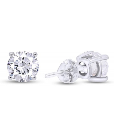 Round Natural Diamond Stud (IGI Certified 0.70 ct & up) Plus Quality Screw Back Earrings in 14k Solid Gold, 0.3 Ctw - 0.65 Ct...