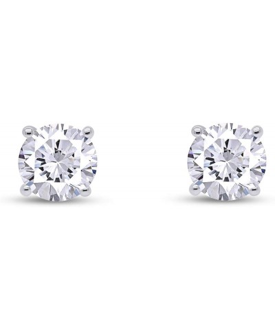 Round Natural Diamond Stud (IGI Certified 0.70 ct & up) Plus Quality Screw Back Earrings in 14k Solid Gold, 0.3 Ctw - 0.65 Ct...