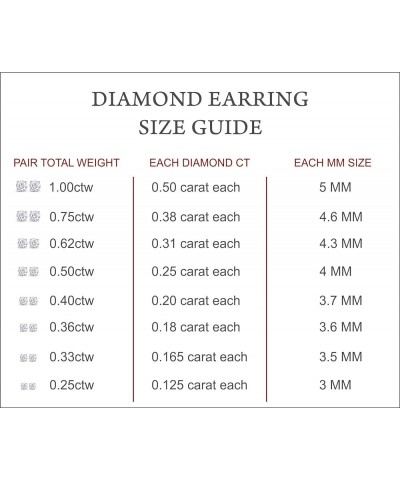 Round Natural Diamond Stud (IGI Certified 0.70 ct & up) Plus Quality Screw Back Earrings in 14k Solid Gold, 0.3 Ctw - 0.65 Ct...