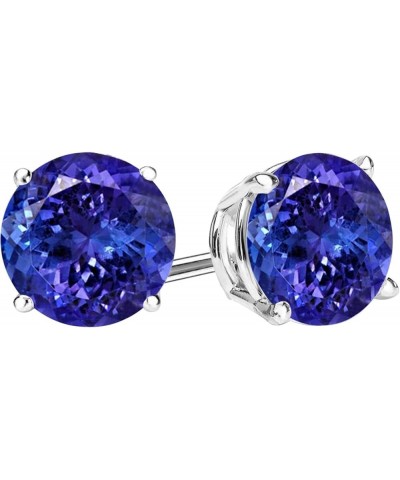 1/2-10 Carat Total Weight Natural Tanzanite Stud Earrings 4 Prong Push Back 3.01 Carat 14K White Gold $1.00 Earrings