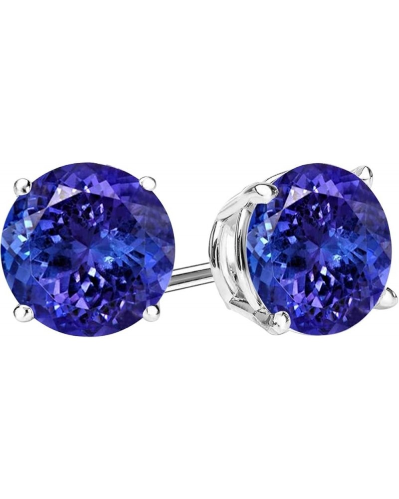 1/2-10 Carat Total Weight Natural Tanzanite Stud Earrings 4 Prong Push Back 3.01 Carat 14K White Gold $1.00 Earrings