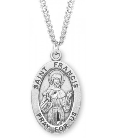 Sterling Silver Oval Patron Saint Medal St. Francis of Assisi 2 $23.01 Necklaces