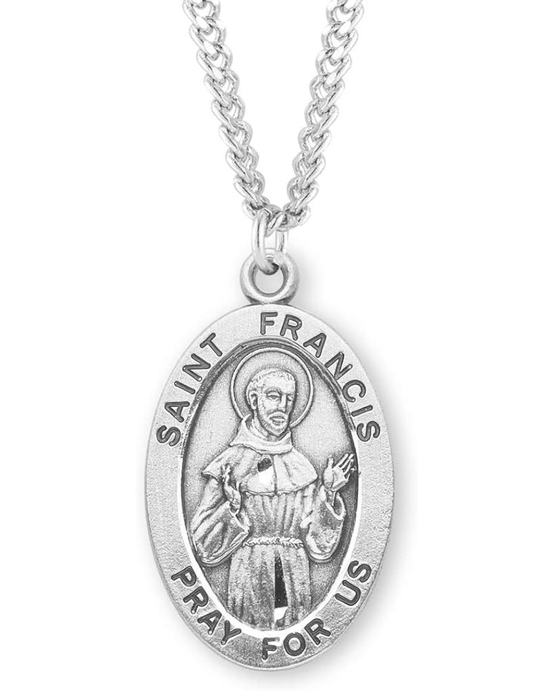 Sterling Silver Oval Patron Saint Medal St. Francis of Assisi 2 $23.01 Necklaces