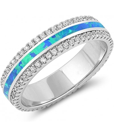 CHOOSE YOUR COLOR Sterling Silver Wedding Ring Blue (Simulated Opal) $15.01 Bracelets