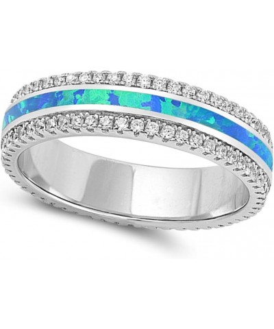 CHOOSE YOUR COLOR Sterling Silver Wedding Ring Blue (Simulated Opal) $15.01 Bracelets