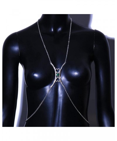 Rhinestone Chest Bracket Chain Trendy Crystal Butterfly Harness Chest Bra Chain Sexy Bikini Body Jewelry for Women Heart $8.9...