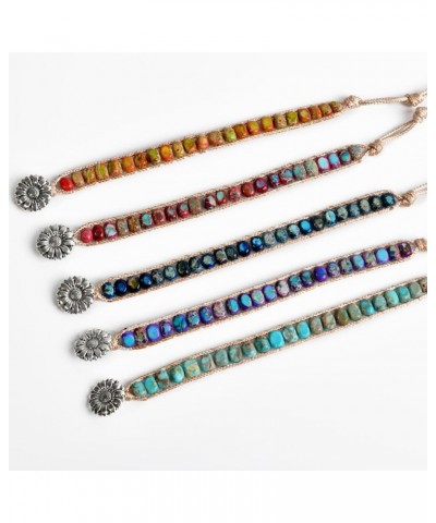 Natural Stone Bohemian Style Imperial Jasper Gemstone Beads Bracelet Jewelry Color1 $9.68 Bracelets