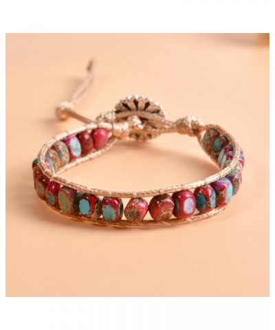 Natural Stone Bohemian Style Imperial Jasper Gemstone Beads Bracelet Jewelry Color1 $9.68 Bracelets