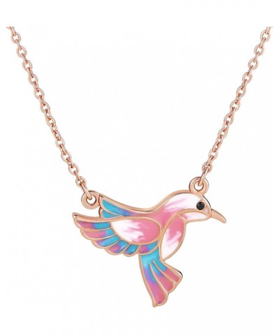 Hummingbird Pendant Necklace Bird Jewelry for Women Girls Christmas Gift for Her Hummingbird Necklace-Multicolor $9.66 Necklaces