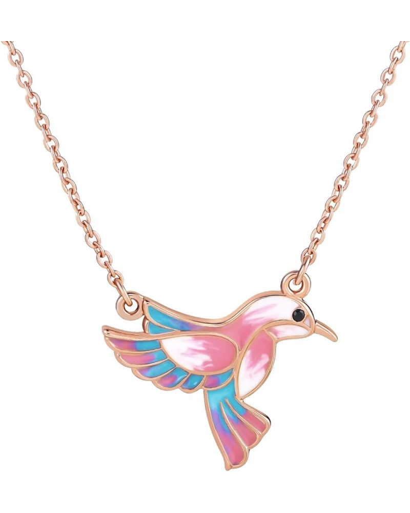 Hummingbird Pendant Necklace Bird Jewelry for Women Girls Christmas Gift for Her Hummingbird Necklace-Multicolor $9.66 Necklaces