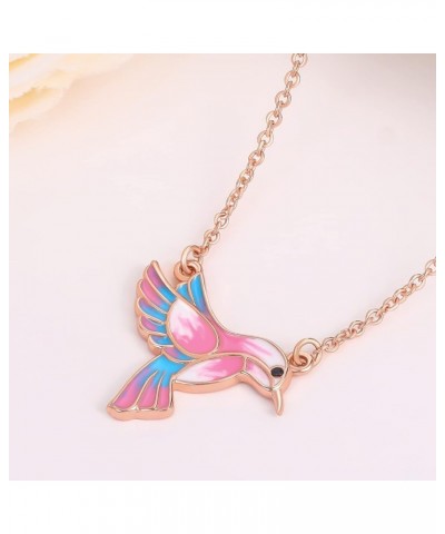 Hummingbird Pendant Necklace Bird Jewelry for Women Girls Christmas Gift for Her Hummingbird Necklace-Multicolor $9.66 Necklaces