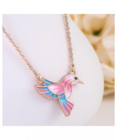 Hummingbird Pendant Necklace Bird Jewelry for Women Girls Christmas Gift for Her Hummingbird Necklace-Multicolor $9.66 Necklaces