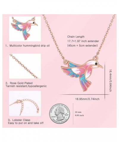 Hummingbird Pendant Necklace Bird Jewelry for Women Girls Christmas Gift for Her Hummingbird Necklace-Multicolor $9.66 Necklaces