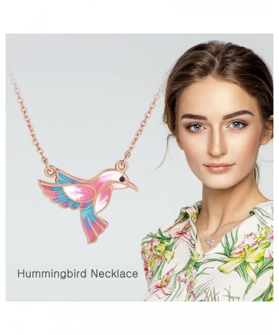 Hummingbird Pendant Necklace Bird Jewelry for Women Girls Christmas Gift for Her Hummingbird Necklace-Multicolor $9.66 Necklaces