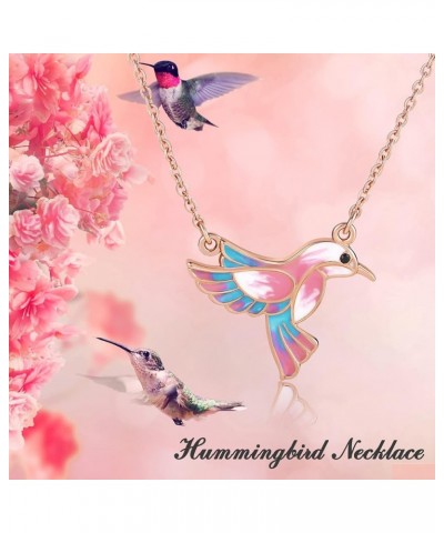 Hummingbird Pendant Necklace Bird Jewelry for Women Girls Christmas Gift for Her Hummingbird Necklace-Multicolor $9.66 Necklaces